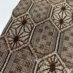 本場大島紬 茶泥染 カタス 縦縞に四角模様 トールサイズ KK-2382 楽天