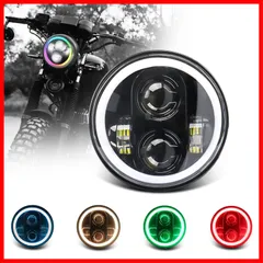 【新着商品】5.75インチ led RGB ヘッドライト 40Wの高輝度 RGBリング Hi/Loスイッチ付き largoods 自由に選べるカラー スマートフォンのAPPコントロール AppleおよびAndroidに対応し(RGB))