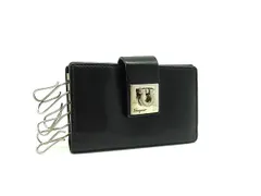 Salvatore Ferragamo フェラガモ ガンチーニ レザー 6連 キーケース 鍵入れ レディース メンズ ブラック系 DI9184