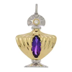 3.84ct/FD:0.33ct/2月誕生石 1P・アメシスト アメジスト ダイヤモンド ペンダントトップ/K18Y+W/750,2カラー-15.2g/プレゼント【S】【メンズ・レディース】★■548407【中古】