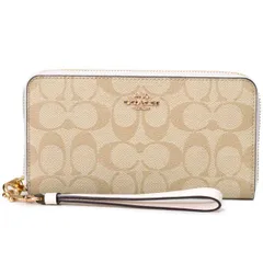 コーチ 長財布 COACH コーティングキャンバス スムースレザー シグネチャー リストレット ロング ジップ アラウンド 長財布 ライトカーキ×チャーク coach4452