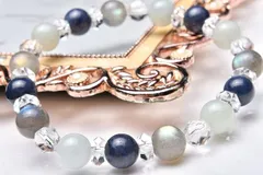 勝利の石サファイア×インスピレーションの石ラブラドライト×成功の石ヒスイで幸運を呼び込むブレスレット【９月誕生石】 当店オリジナルブレス 天然石パワーストーン パワーストーン 天然石 _A775