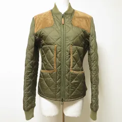 #wnc ラルフローレン RalphLauren ブルゾン ジャケット 11 カーキ 茶 中綿 スエード使い キルティング リブ レディース [965614]
