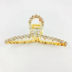 【残りわずか】　新品 未使用 髪留め ヘアクリップ 大きめ ラインストーン ゴールド しっかりとまる キラキラ 可愛い お洒落 ゴージャス 結婚式 二次会