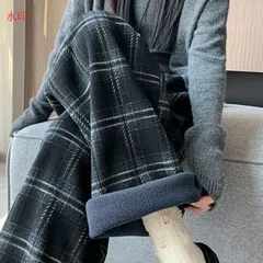 パンツ 裏起毛 チェックパンツ 裏起毛チェックパンツ レディース ロングパンツ パンツ ワイドパンツ ゆったり 秋冬 美脚パンツ ボトムス チェック柄 ウエストゴム おしゃれ カジュアル ストレートパンツ