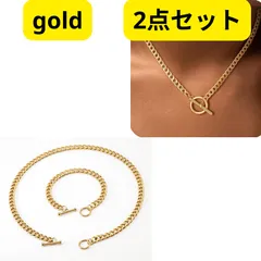 ☆高見え☆ゴールドネックレス＆ブレスレット2点セット♪
★人気急上昇★Tバー留め具がおしゃれなアクセサリーセット♪のサムネイル