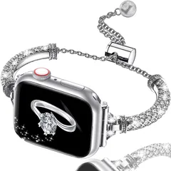【迅速発送】コンパチブルApple Watch きらきらバンド 42mm 41mm 40mm 38mm 女性向け オシャレ 細い帯 優雅で華奢 ブレスレット ダイヤモンド カザリ スリム ステンレス 調整工具不要 アップルうぉっち Series 10 se（2