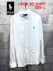 ポロラルフローレン 正規品 長袖 リネン ボタンダウンシャツ L CLASSIC FIT メンズ 麻 ホワイト 白 POLO RALPH LAUREN ポニー ワンポイント