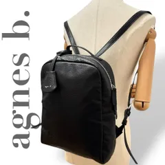 希少　美品　agnes b.　アニエスベー　リュック　ミニ　シボレザー　型押しロゴ　チャーム　ブラック　1425