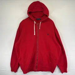 古着 ポロ・ラルフローレン POLO RALPH LAUREN パーカー フルジップ スウェット 大きいサイズ 厚手 XLT  レッド メンズ