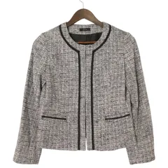 a.v.v アーヴェヴェ 通年 ストレッチ★ ツイード柄 ノーカラー ジャケット フォーマル セレモニー Sz.S レディース