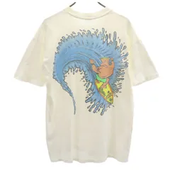 STEDMAN ステッドマン 90s オールド USA製 LIFE'S A BEACH バックプリント 半袖 サーフプリント Tシャツ L ホワイト シングルステッチ メンズ 古着