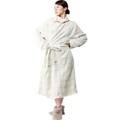 大特価　[アイリスプラザ] 【感動着る毛布】 着る毛布 着るこたつ S お肌に潤いを与えてくれる着る毛布 防寒対策 節電対策 マイクロミンクファー着る毛布 FDRM-003-S アイボリー×グレーのサムネイル