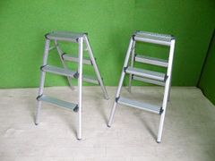 アルミ踏台 YS-180 ２台セット　天板カバー欠品あり■脚立・ 3段・折りたたみアルミステップ■C-1478