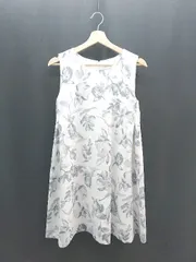 ◇ MERCURYDUO バックファスナー 花柄模様 ストレッチなし 透け感なし ひざ丈 ワンピース サイズM ホワイト レディース E  【1307210023485】