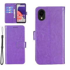 【即納】【KSK】Samsung Galaxy A22 5G docomo SC-56B(5.8インチ)対応 手帳型 ケース カードサムスン galaxyA225g SC56B5g（パープル）収納 レザー 携帯カバー 銀行カード現金 スマホケース ネット スタ