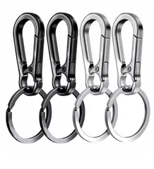 金属製カラビナキーホルダー 2個セット 高耐久キーリング フック付き 車鍵 登山 アウトドア 便利グッズ