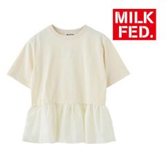 ミルクフェド tシャツ Tシャツ milkfed MILKFED FRILL CONVERTIBLE TOP 103252013018 レディース 白 オフホワイト ホワイト おしゃれ カットソー ティーシャツ ブランド ティシャツ レース フリル ペプラム