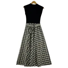 SAISON DE PAPILLON セゾン ド パピヨン チェック 切替ワンピース sizeS/ブラック×ベージュ系