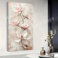 絵画 キャンバス 壁飾り 花 アートパネル エレガント マグノリア 綺麗 インテリア おしゃれ ピンク系 淡色 ウォールアート ポスター リビング 寝室 客室 50×100cm