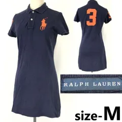 RALPH LAUREN★半袖ポロシャツ型/ワンピース【レディースM/ミニ丈/紺/navy】ビッグポニー/ラルフローレン/背番号3刺繍◆ｃpBH736 <sale>