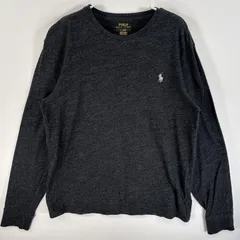 古着 ポロ・ラルフローレン POLO RALPH LAUREN 長袖Tシャツ ワンポイント ロゴ 刺繍 混色生地 クルーネック M  ブラック系 無地 メンズ