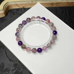 希少 EU製 ★スーパーセブン★パワーストーン ブレスレット 天然石 原石 お守り 8.3-8.8mm ZB1145