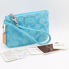 COACH コーチ シグネチャー ミニポーチ アクセサリーポーチ ターコイズ