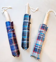 【general design made】流木ハンドル チェック 折りたたみ傘 1点物  /  UVケア 晴雨兼用 アンブレラ check umbrella