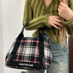 BALENCIAGA バレンシアガ ネイビーカバスS トートバッグ ウール