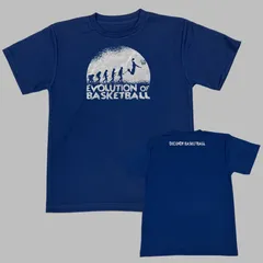 新品 バスケ Tシャツ ネイビー ドライ 半袖 バスケットボール メンズ レディース キッズ ジュニア ミニバス 速乾 サイズ 110 120 130 140 150 SS S M L LL 紺 evo