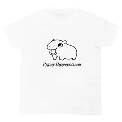 Tシャツ 半袖 送料無料 カットソー トップス メンズ レディース ワンポイント イラスト コビトカバ 赤ちゃん 子カバ ムーデン アニマル ホワイト 白 PYHI