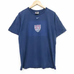 L/古着 ナイキ NIKE 半袖 ビンテージ Tシャツ メンズ 00s USサッカー コットン クルーネック 紺 ネイビー 25sep10 中古