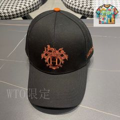 HERMES ロゴ刺繍 ブラックベースボールキャップ - メルカリ