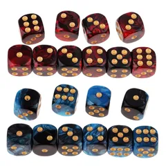 【新着商品】サムコス 多面体 サイコロ 20枚入 6面ダイス 16mm 2色 ボードゲーム 神話TRPG Dungeons and Dragons テーブルゲーム用 (ブルー ブラック+レッドブラック)