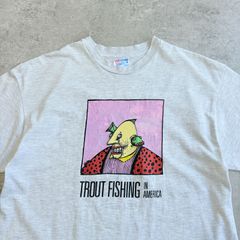 90s USA製 TROUT FISHING IN AMERICA Printed T-shirt トラウト フィッシング イン アメリカ バンド ミュージック アート 魚 Tシャツ TEE