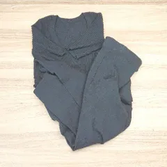 ◇ Mila Owen ミラ オーウェン カジュアル リブ ニット お出かけ ロング丈 セットアップ サイズ1 ネイビー レディース E 【1308160067437】