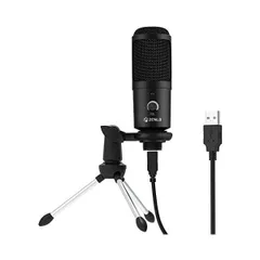コンデンサーマイク USBマイク PC用マイク 録音マイク 単一指向性 三脚マイクスタンド付属 音量調節 ゲーム実況 Skype (black)
