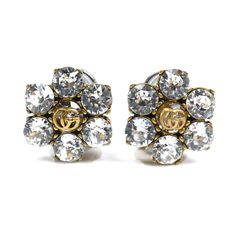 GUCCI グッチ エイジングゴールド フィニッシュ メタル クリスタル ダブルG イヤリング 645685 J1D50 8062 23.8g レディース 中古 美品
