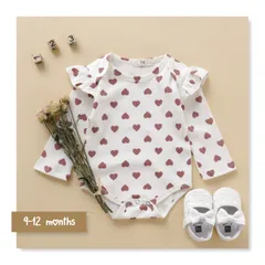 ベビー☆　ハートプリント長袖ロンパース　9-12months