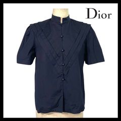 【Dior】半袖 ブラウス サイズ 7 綿 100% ネイビー系 シャツ Christian Dior/クリスチャン ディオール PRET A PORTER/プレタポルテ (MM-460)