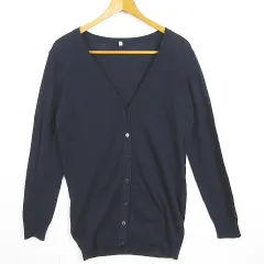 無印良品 良品計画 MUJI ニット カーディガン 長袖 綿 M ネイビー kz11425