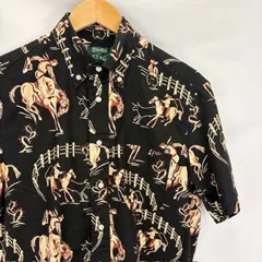 GITMAN BROS. FOR STAG VINTAGE ボタンダウン 総柄 カウボーイ柄 プリント 半袖シャツ サイズM 07032509　861