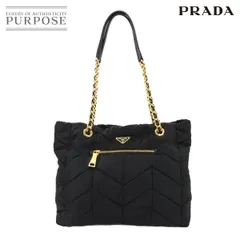 プラダ PRADA チェーン トート バッグ ナイロン レザー ネロ ブラック BR4383 ゴールド 金具 Chain Tote Bag 90285026