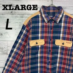 XLARGE エクストララージ チェック柄 ヘビーネルシャツ 肘パッド付