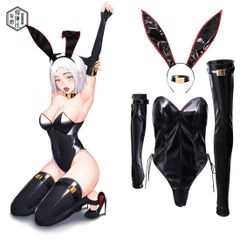 得体社 エナメルPU素材 バニーガール風 ミラーレザー コスプレ衣装 レオタード オープンクロッチ