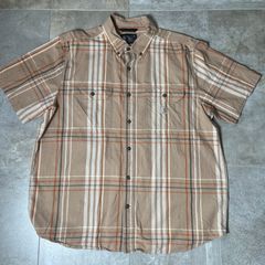 Carhartt  チェックシャツ  XL size  ブラウン  茶色  カーハート  半袖シャツ  目無し  古着