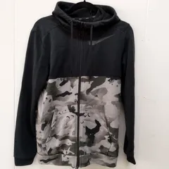 NIKE／ナイキ　カモフラ柄パーカー　ブラック　ドライフィット　ジップアップパーカー　　★E412