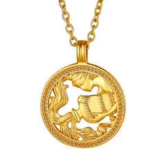 大人気　ネックレス 18金めっき レディース コインペンダント 星座 ゴールド 真鍮製 アクセサリー アンティーク風 [FindChic] 大人 おしゃれ プレゼント 女性