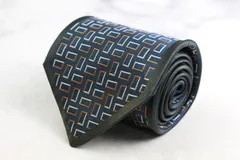 ミラショーン ブランド ネクタイ ストライプ柄 スクエア柄 パネル柄 シルク イタリア製 PO メンズ ネイビー mila schon 【中古】